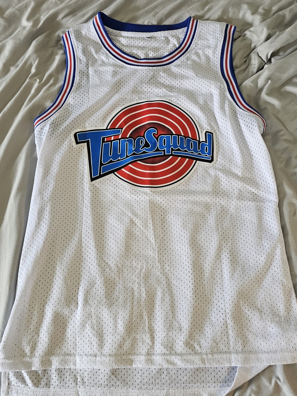 Vintage Tune Squad White Basketball Jersey with Red & Blue Logo #10 Lola